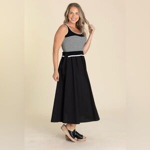 Elegant Black and White Striped Women's Skirt, size medium